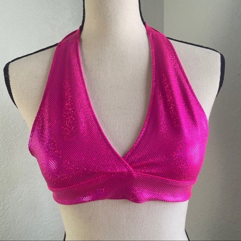 Hot Pink Iridescent Halter Top OS